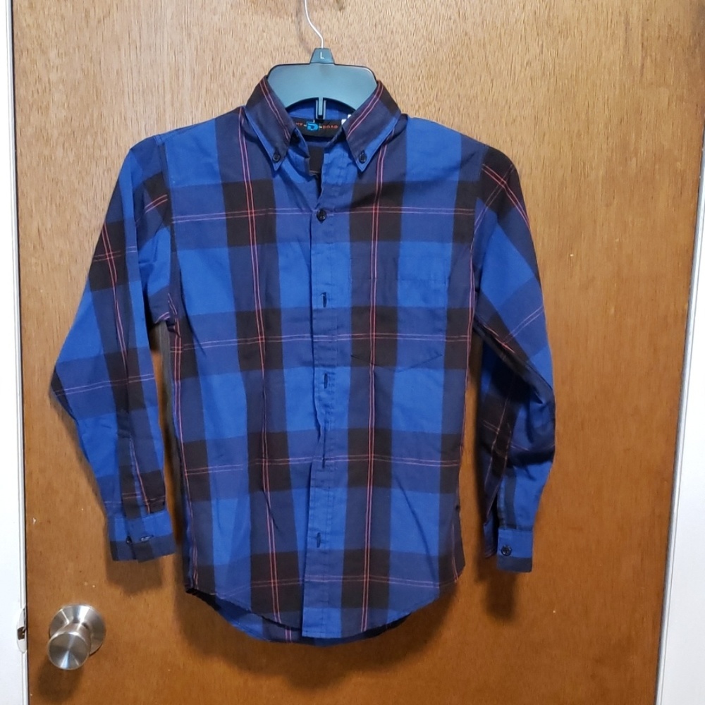 Blue and black plaid flannel boys